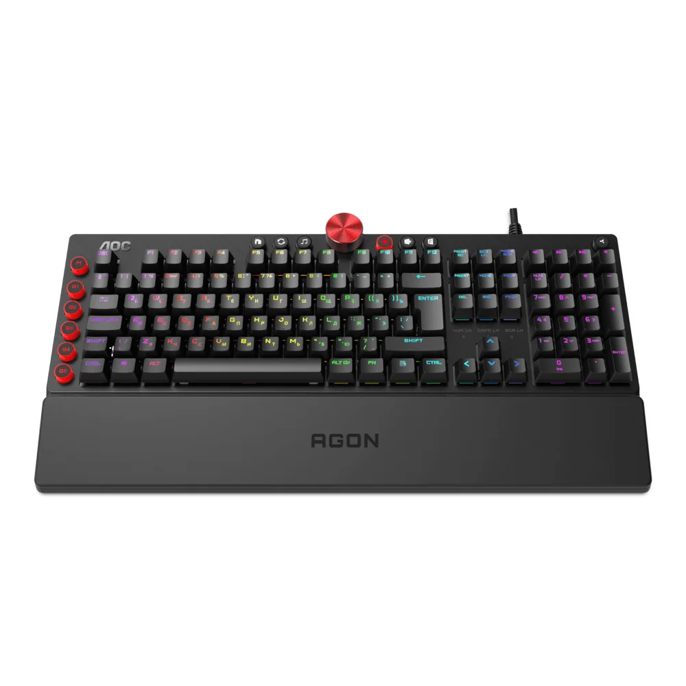 Механическая Игровая Клавиатура AOC AGK700 MX RED CHERRY RGB кабель 1,8м USB2.0 AGK700DR2R