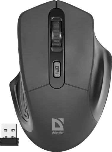 Мышь беспроводная Defender Datum MB-345 Nano B(Черный) 4кн+кл, 800-1600 dpi