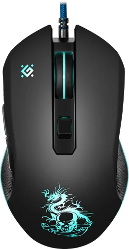 Мышь проводная игровая оптическая Defender Sky Dragon GM-090L (черный),USB, 6 кн. + колесо, коврик