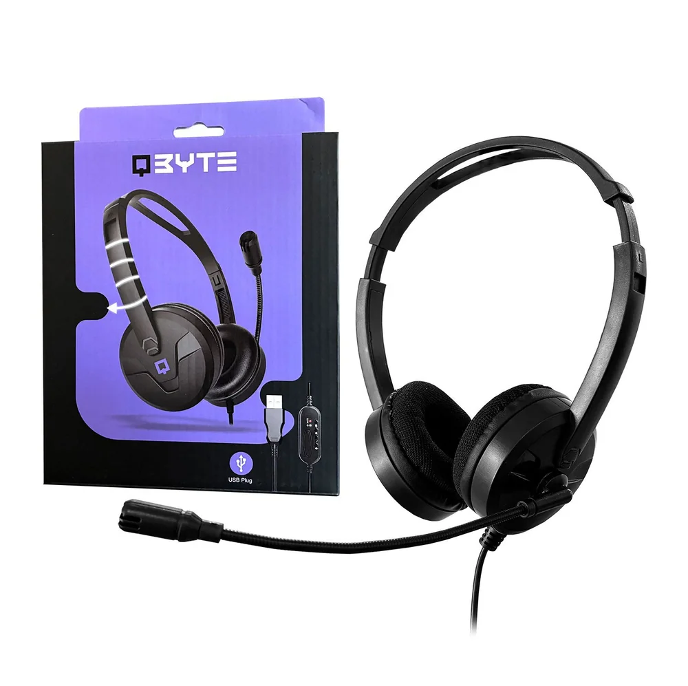Гарнитура компьютерная торговой марки Qbyte HDS-02KZ USB2.0б 1,8 метра