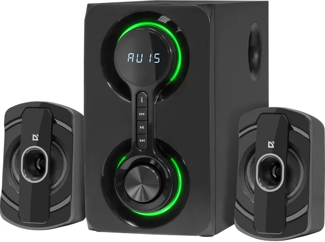 Колонки Defender Eclipse (2.1) - Black, 40Вт (2х10+20) RMS, 40Hz-20kHz, SD, USB, FM, MP3, LED