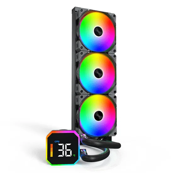 Водяное охлаждение для CPU Montech HyperFlow Digital 360 (B) TDP 350W 3x120 115x-1851/AM3-AM5 Black