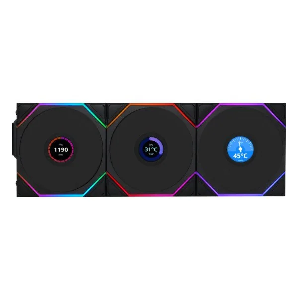 Вентилятор для корпуса Lian Li UNI FAN TL120 LCD Wireless 3x120mm Черный G99.12TLLCD1W3B.00