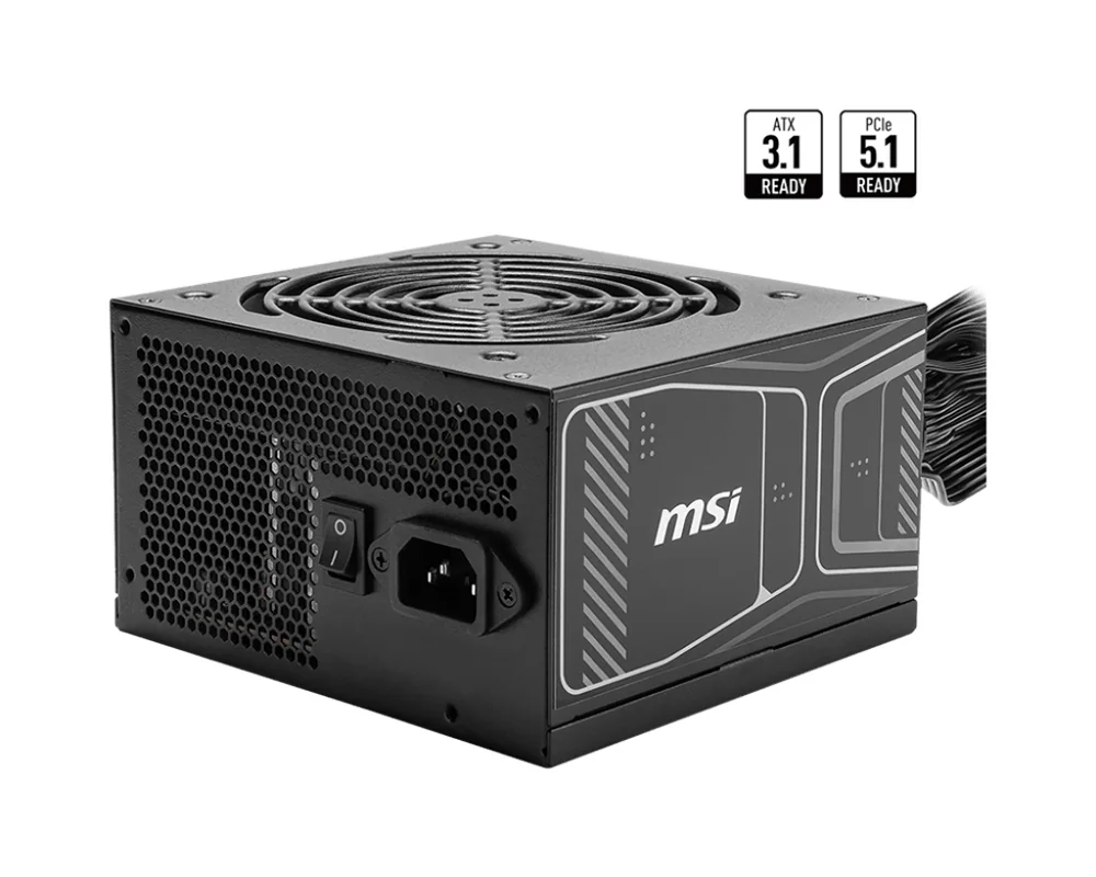 Блок питания MSI 750W, MAG A750GN PCIE5, Non Modular, ATX, 80+ GOLD, КПД >90%, Fan 120mm, Черный