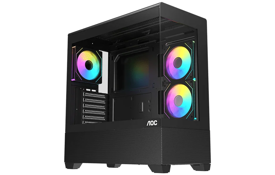 Корпус AOC CG393B 3F ATX/M-ATX/ITX 2xUSB(2.0/3.0) 1xType-C 1xAudio/Mic Черный AOC-CG393-BF3V1R0UD-G