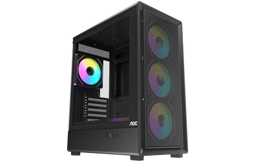 Корпус AOC CG450B 4F M-ATX/ITX 1xUSB2.0 1xUSB3.0 1xType-C 1xAudio/Mic Черный AOC-CG450-BF4V1R0UD-G