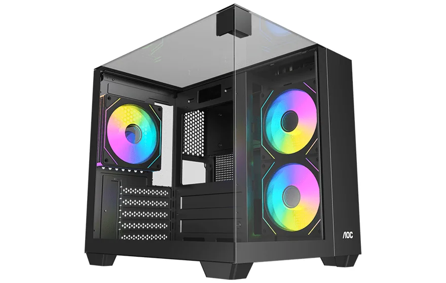 Корпус AOC CG389B 3F M-ATX/ITX 1xUSB2.0 1xUSB3.0 1xType-C 1xAudio/Mic Черный AOC-CG389-BF3V1R0T3-G