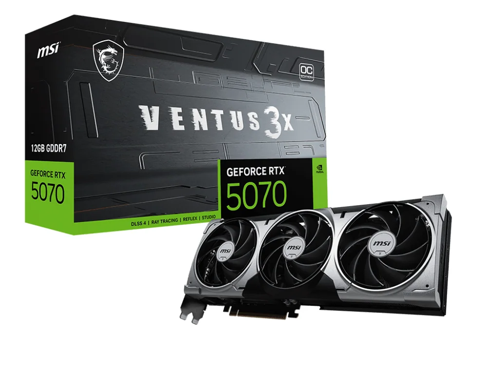 Видеокарта MSI GeForce RTX 5070 12G VENTUS 3X OC, 12Gb GDDR7 192-bit 1xHDMI 3xDP