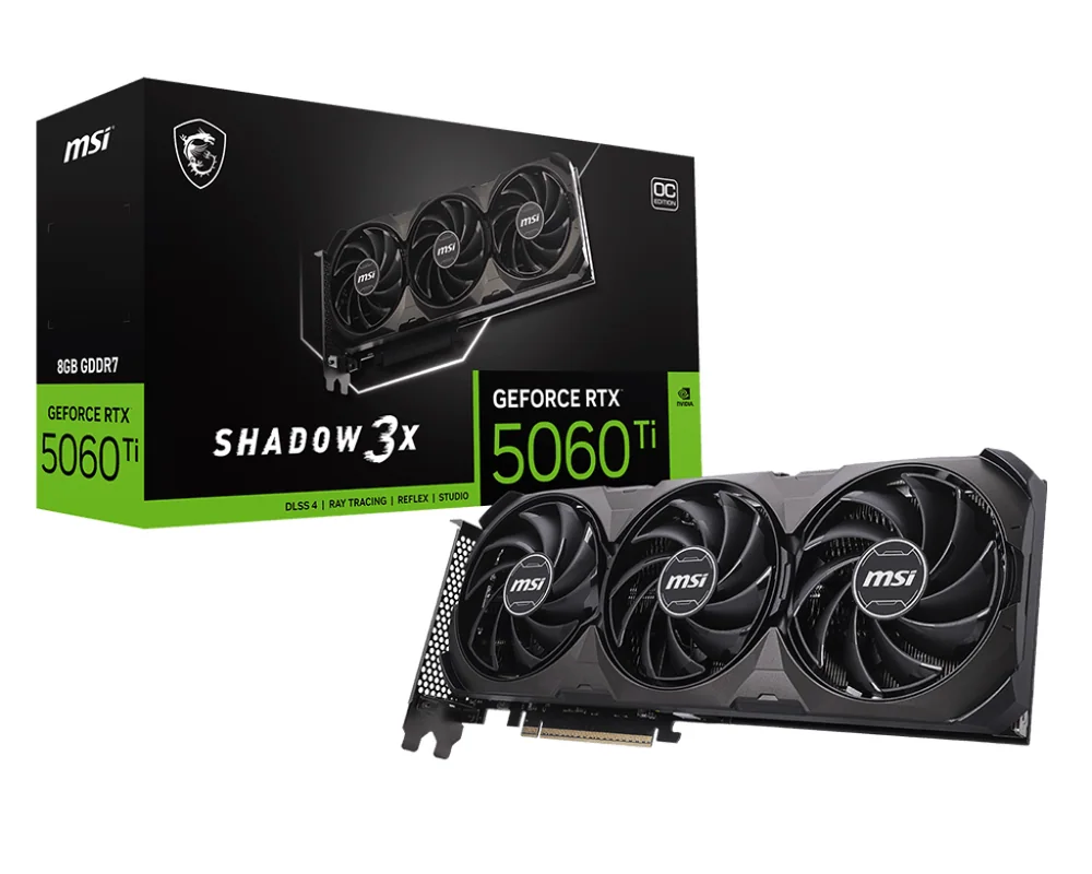 Видеокарта MSI GeForce RTX 5060 Ti 8G SHADOW 3X OC CLASSIC, 8Gb GDDR7 128-bit HDMI 3xDP G506T-8S3CA