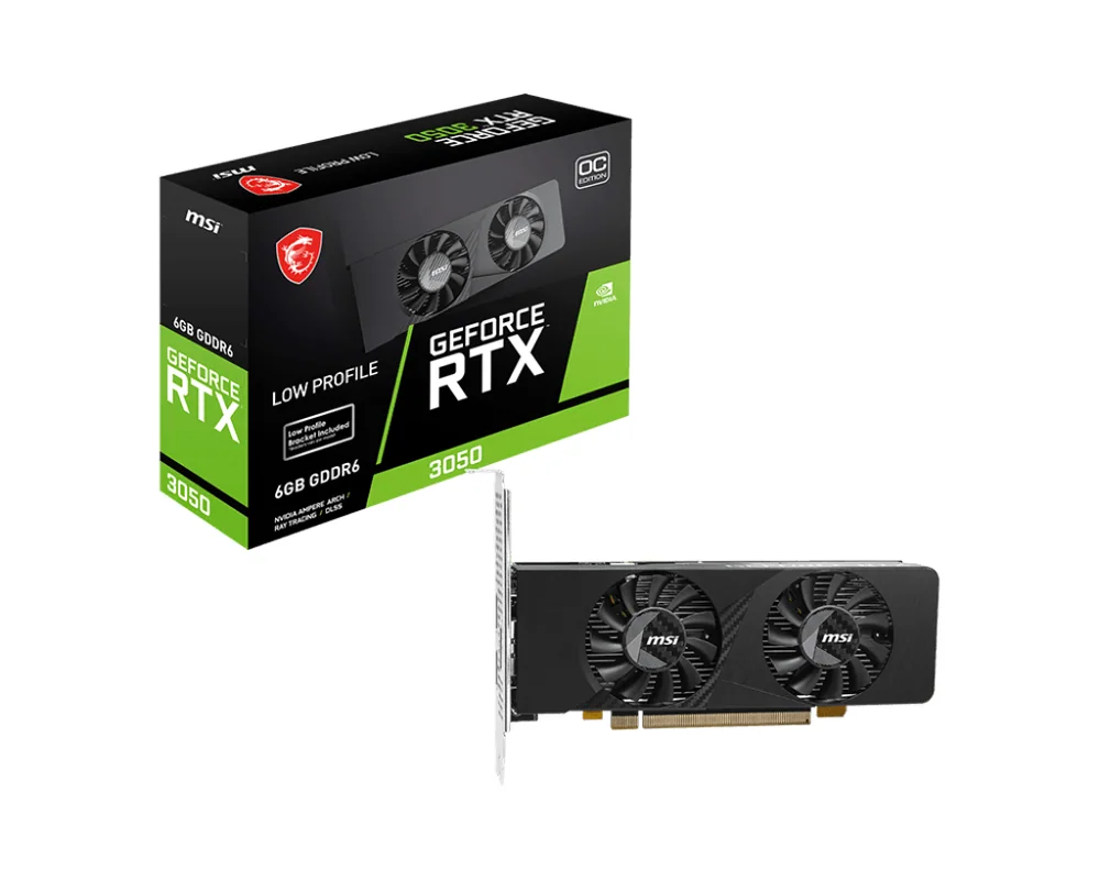 Видеокарта MSI GeForce RTX 3050 LP E 6G OC, 6G GDDR6 96-bit 2xHDMI DP