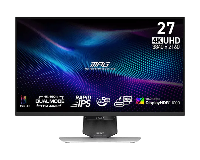 Монитор 27" MSI MPG 274URDFW E16M Rapid IPS 3840x2160 320/160Hz 0.5ms 1000cd/m2 1000:1 2xHDMI 1xDP