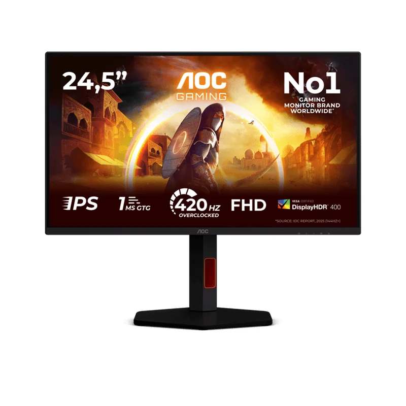 Монитор Игровой 24,5" AOC 25G4KUR Fast IPS 1920x1080 420Hz 1ms 350cd/m 1000:1 2xHDMI 1xDP HAS Черный