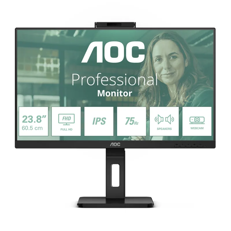 Монитор 23,8" AOC 24P3QW IPS 1920x1080 75Hz 4ms 300cd/m 1000:1 2xHDMI DP 4xUSB 3.2 2x5W WEB Камера
