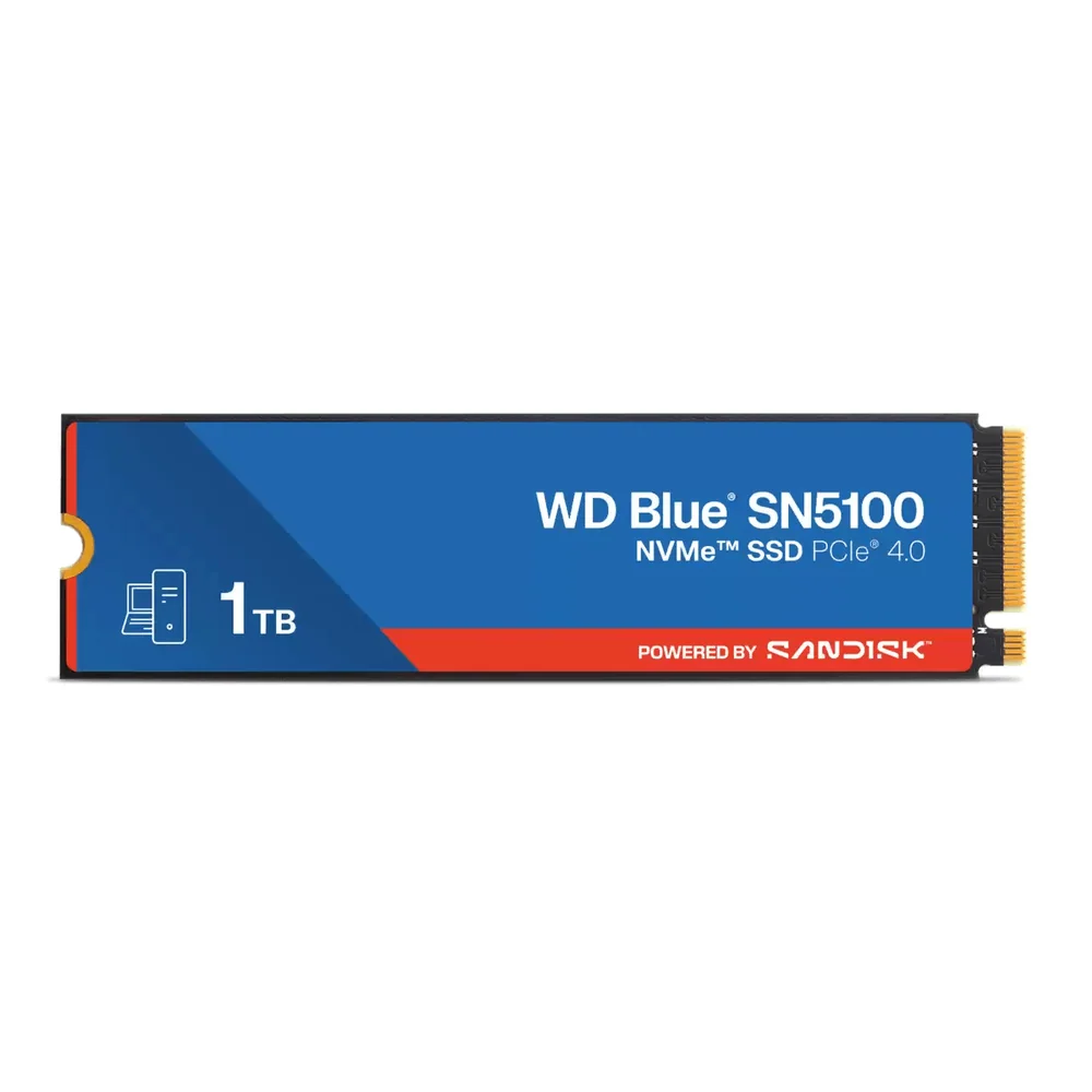 Твердотельный накопитель 1000GB SSD WD BLUE SN5100 M.2 2280 NVMe 4.0 R7100/W6700MB/s WDS100T5B0E