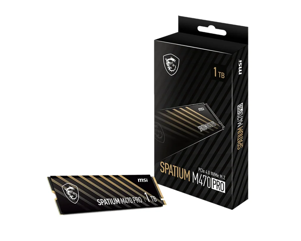 Твердотельный накопитель 1000GB SSD MSI SPATIUM M470 PRO PCIe 4.0 NVMe M.2 1TB R6000Mb/s W4500MB/s