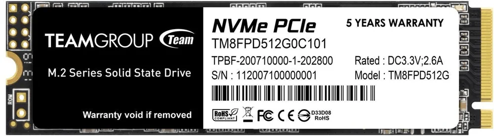 Твердотельный накопитель 512GB SSD TeamGroup MP33 PRO M.2 NVMe R3500Mb/s W3000MB/s TM8FPD512G0C101