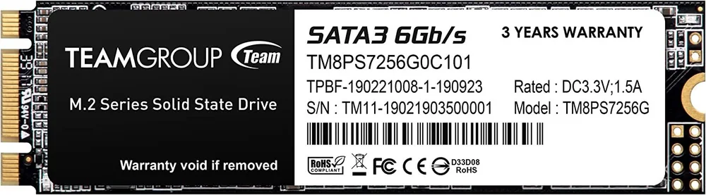 Твердотельный накопитель 256GB SSD TeamGroup MS30 M.2 SATA 2280 R500Mb/s W400MB/s TM8PS7256G0C101