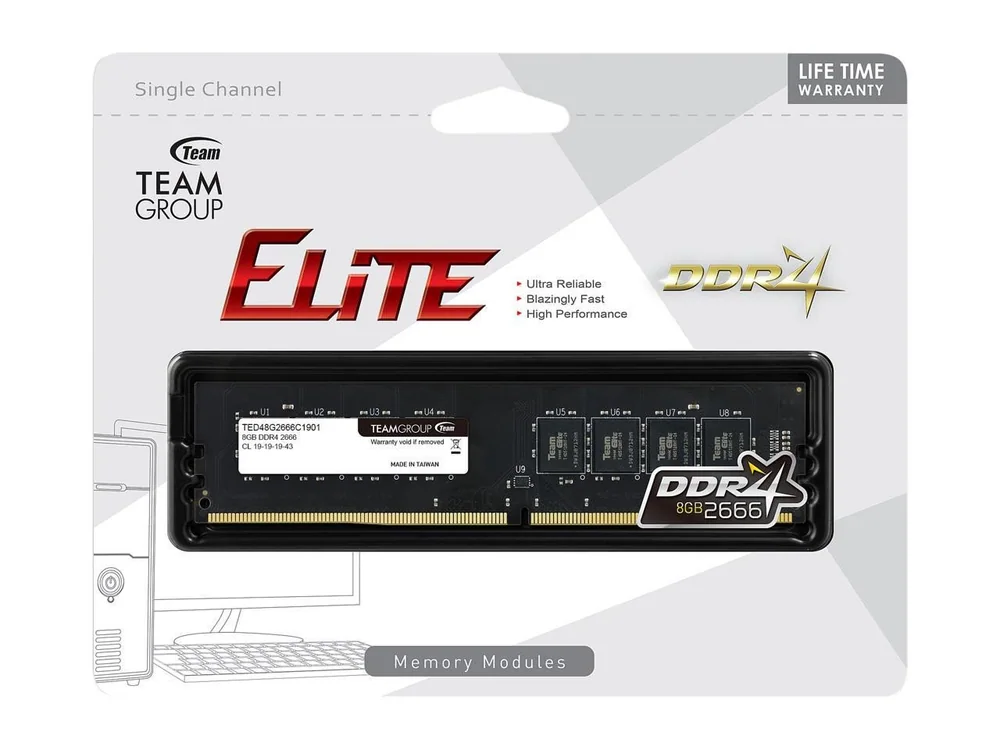 Оперативная память 8GB 2666MHz DDR4 Team Group ELITE PC4-21300 CL19 TED48G2666C1901