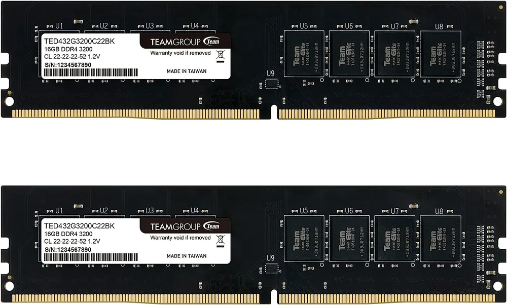Оперативная память 32Gb Kit (2x16Gb) 3200MHz DDR4 Team Group ELITE CL22 TED432G3200C22DC01