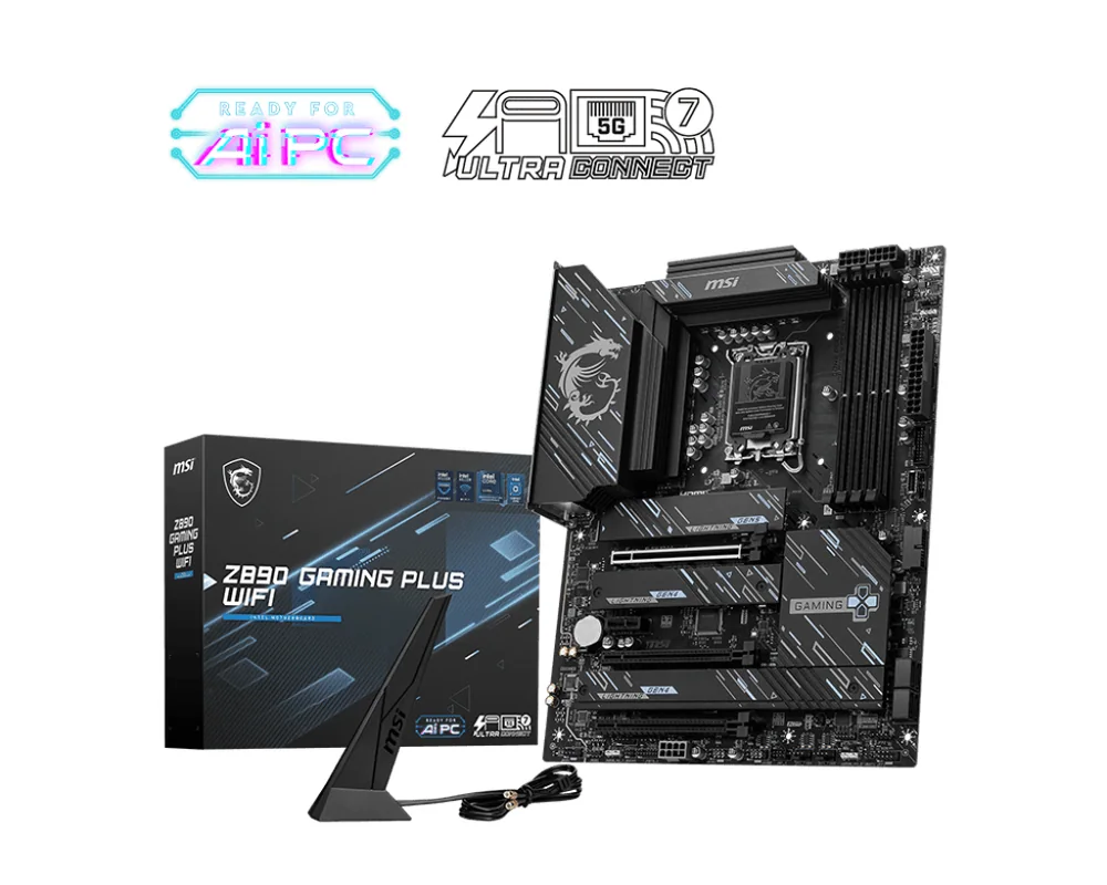 Материнская плата MSI Z890 GAMING PLUS WIFI LGA1851 4xDDR5 6xSATA3 RAID 4M.2 HDMI DP ATX