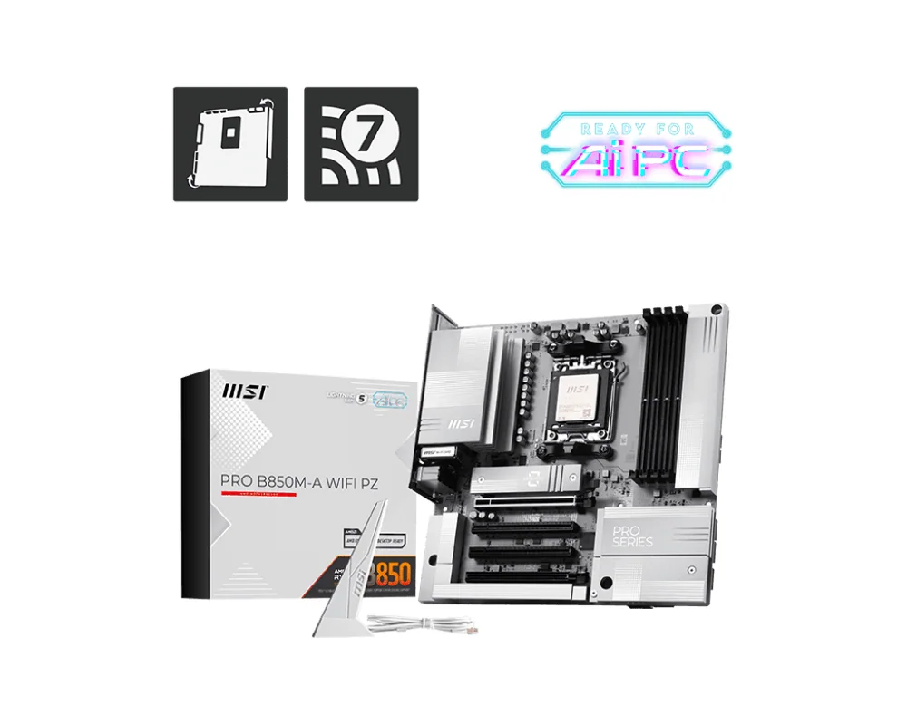 Материнская плата MSI PRO B850M-A WIFI PZ AM5 4xDDR5 4xSATA3 RAID 2xM.2 HDMI DP 2xType-C mATX