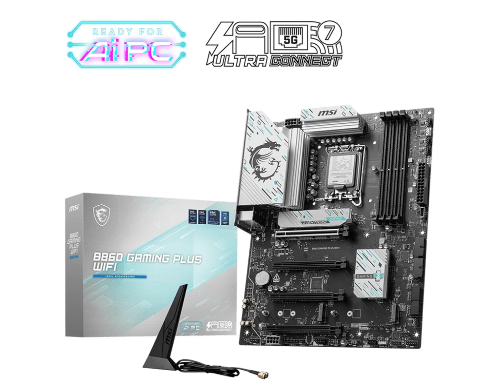 Материнская плата MSI B860 GAMING PLUS WIFI LGA1851 4xDDR5 4xSATA3 RAID 3xM.2 HDMI DP Type-C ATX