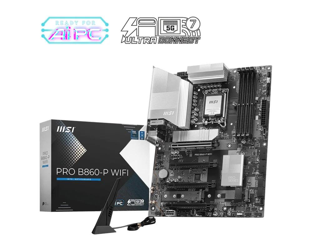 Материнская плата MSI PRO B860-P WIFI LGA1851 4xDDR5 4xSATA3 RAID 3xM.2 HDMI Type-C DP ATX