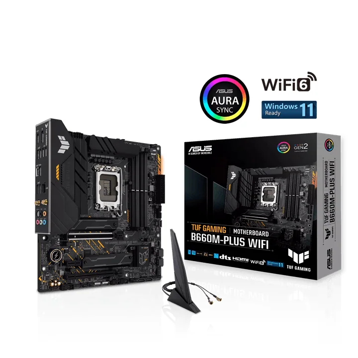 Материнская плата ASUS TUF GAMING B660M-PLUS WIFI, LGA1700 4xDDR5 4xSATA3 RAID 2xM.2 HDMI DP mATX