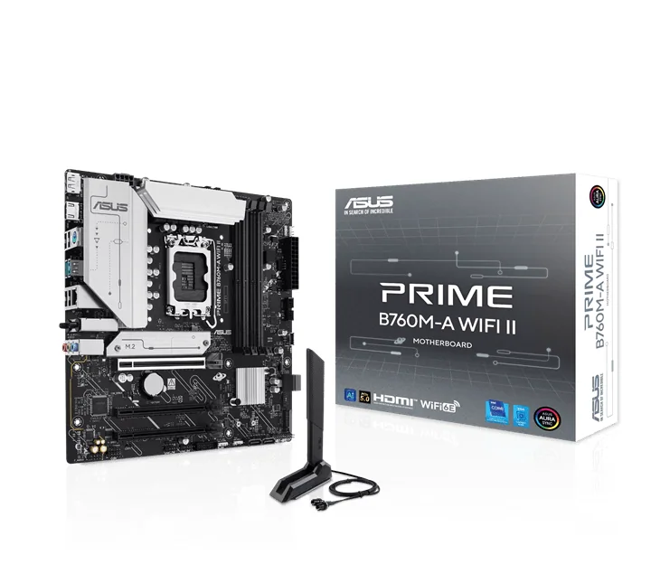 Материнская плата ASUS PRIME B760M-A WIFI II, LGA1700 4xDDR5 4xSATA3 2xM.2 RAID 1xHDMI 1xDP mATX