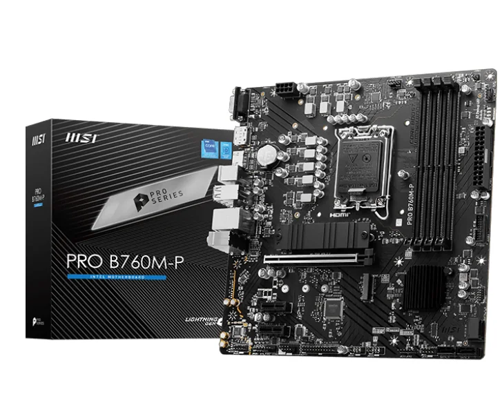 Материнская плата MSI PRO B760M-P LGA1700 4xDDR5 4xSATA3 RAID 2xM.2 HDMI DP mATX