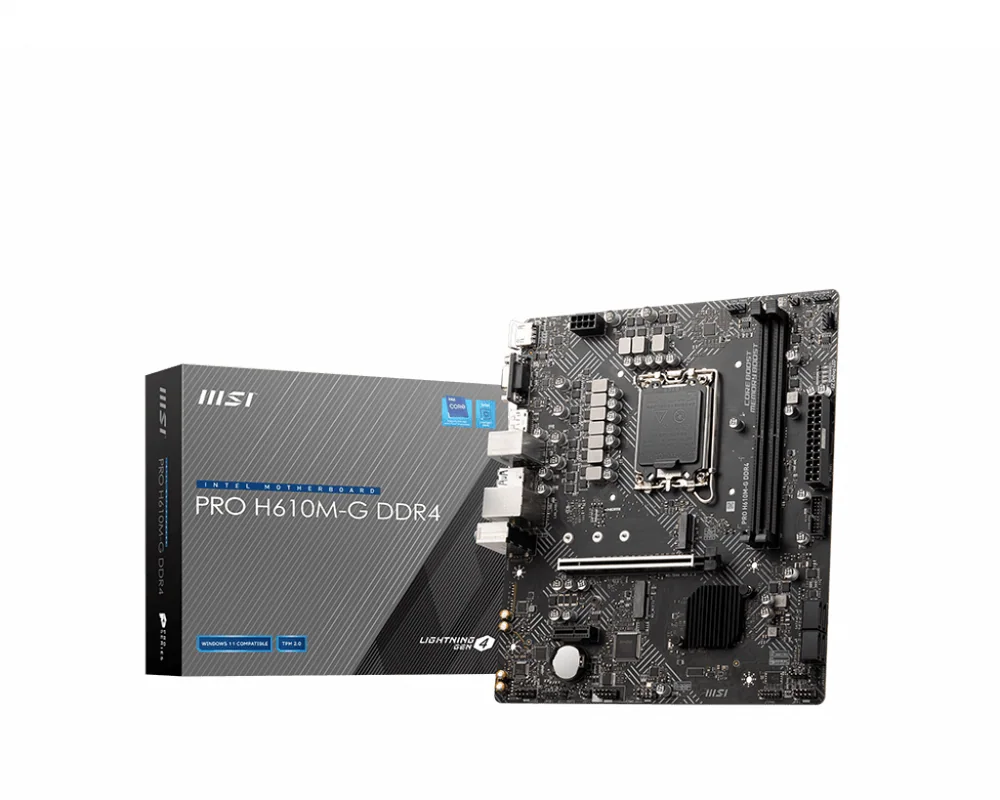 Материнская плата MSI PRO H610M-G DDR4 LGA1700 H610 2xDDR4 4xSATA3 M.2 VGA HDMI DP mATX
