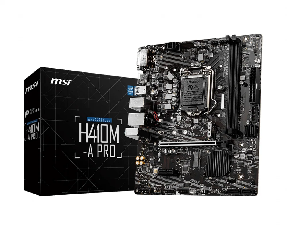 Материнская плата MSI H410M-A PRO LGA1200 iH410 2xDDR4 4xSATA3 2xM.2 DVI HDMI mATX
