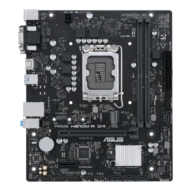 Материнская плата ASUS PRIME H610M-R D4-SI, LGA1700 2xDDR4 4xSATA3 M.2 1xD-Sub 1xDVI 1xHDMI mATX