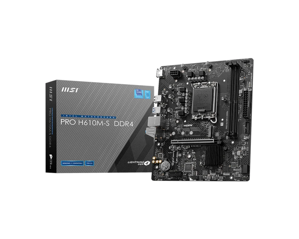 Материнская плата MSI PRO H610M-S DDR4 LGA1700 H610 2xDDR4 2xSATA 1xM.2 1xHDMI mATX