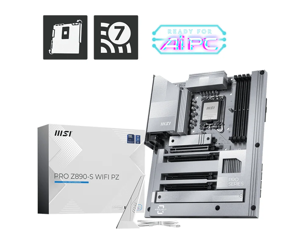 Материнская плата MSI PRO Z890-S WIFI PZ LGA1851 4xDDR5 4xSATA3 RAID 3xM.2 HDMI DP 2xType-C ATX