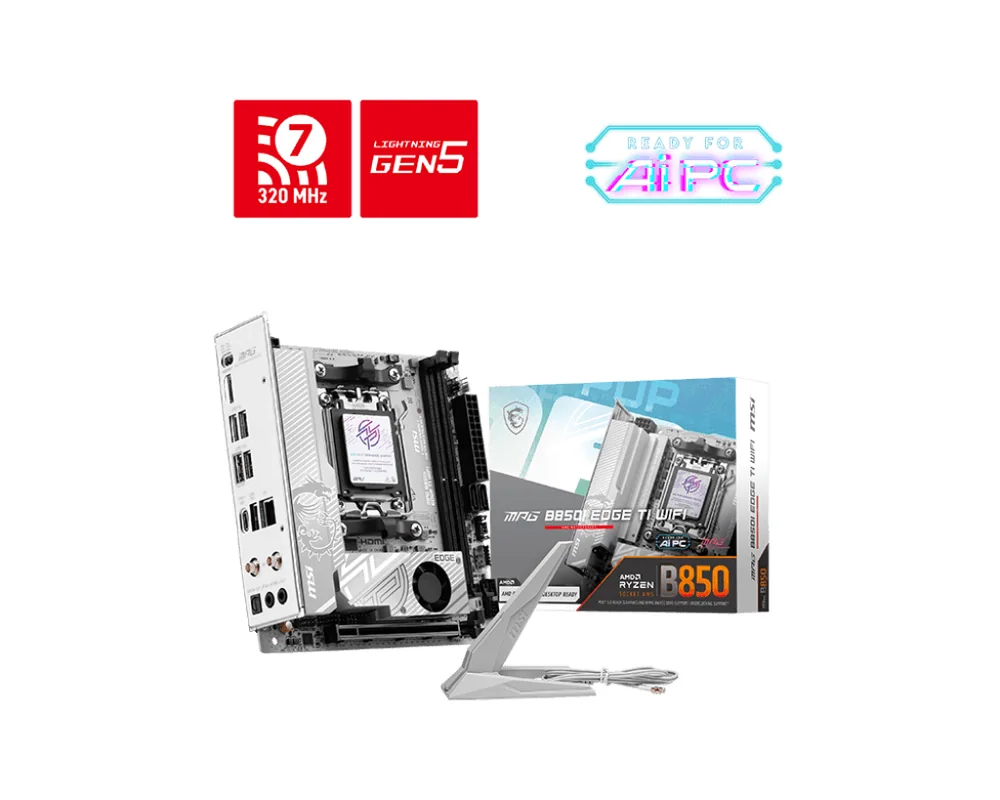 Материнская плата MSI MPG B850I EDGE TI WIFI AM5 B850 2xDDR5 2xSATA RAID 2xM.2 HDMI Type-C mTX
