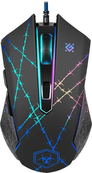 Мышь проводная игровая оптическая Defender Forced GM-020L (черный),USB, 6 кн. + колесо, коврик