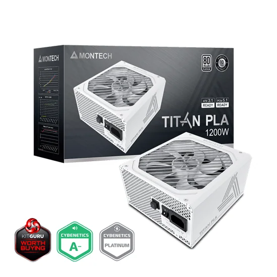 Блок питания Montech 1200W, TITAN PLA 1200W, Full Modular, 80+ PLATINUM, КПД 90%, Fan 135mm, Белый