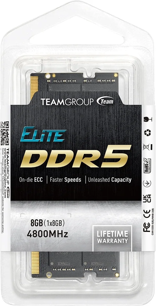 Оперативная память для ноутбука 8GB DDR5 4800Mhz Team Group ELITE SO-DIMM TED58G4800C40D-S016