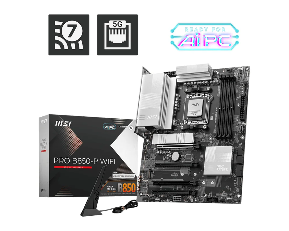Материнская плата MSI PRO B850-P WIFI AM5 4xDDR5 4xSATA3 RAID 3xM.2 1xHDMI 2xType-C ATX
