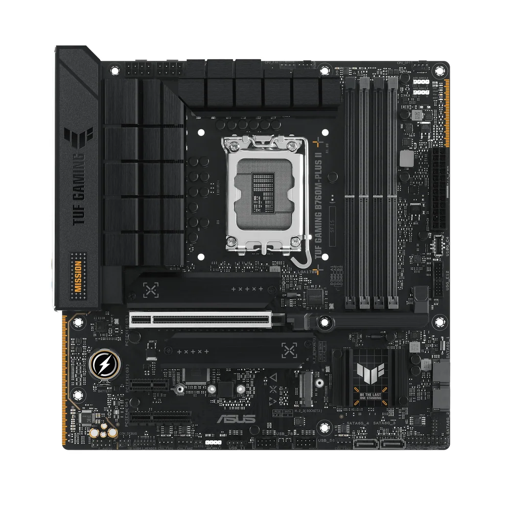 Материнская плата ASUS TUF GAMING B760M-PLUS II, LGA1700 4xDDR5 4xSATA3 3xM.2 RAID HDMI DP mATX