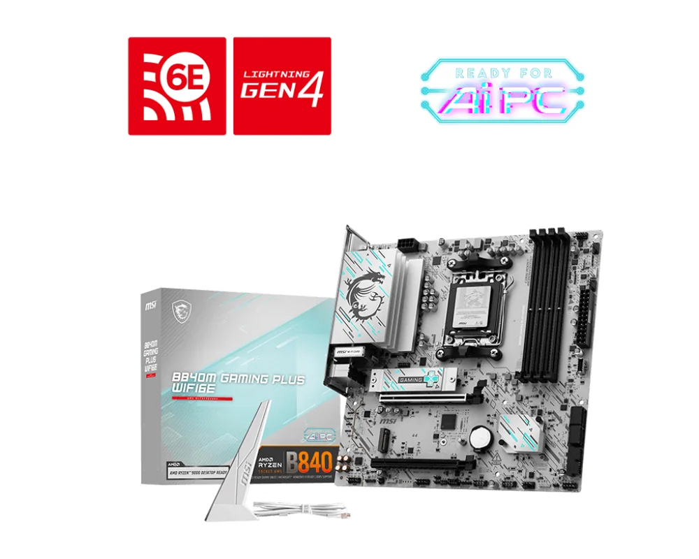 Материнская плата MSI B840M GAMING PLUS WIFI6E AM5 4xDDR5 4xSATA3 RAID 2xM.2 HDMI Type-C mATX