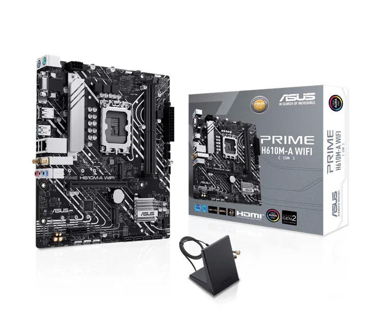 Материнская плата ASUS PRIME H610M-A WIFI, LGA1700 2xDDR5 4xSATA3 2xM.2 D-Sub HDMI DP mATX