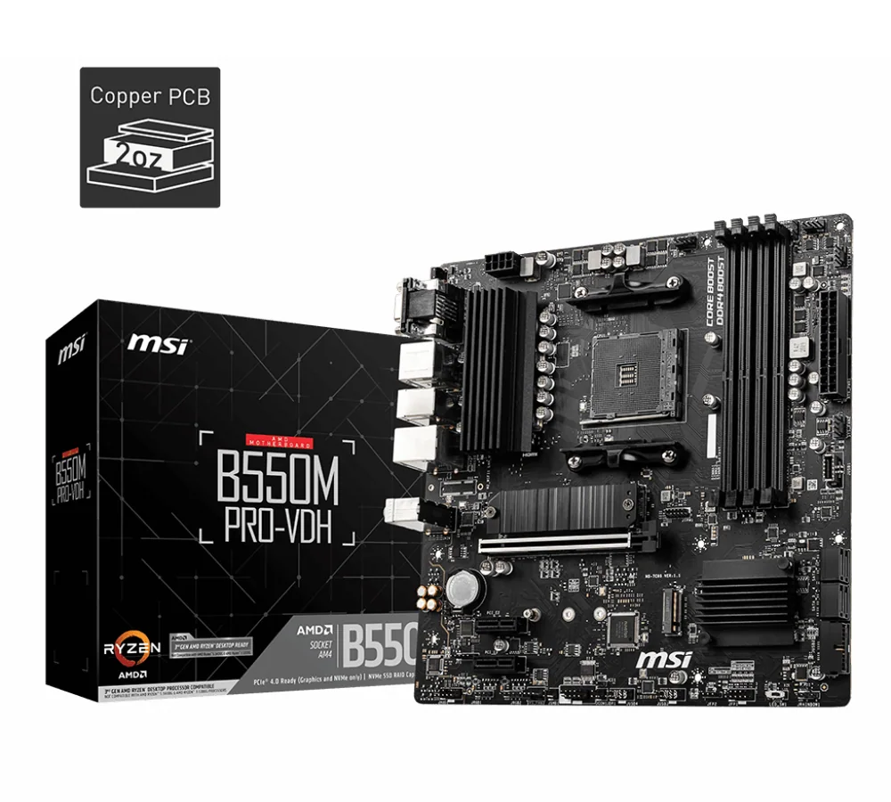 Материнская плата MSI B550M PRO-VDH AM4 4xDDR4 4xSATA3 2xM.2 VGA HDMI DP mATX