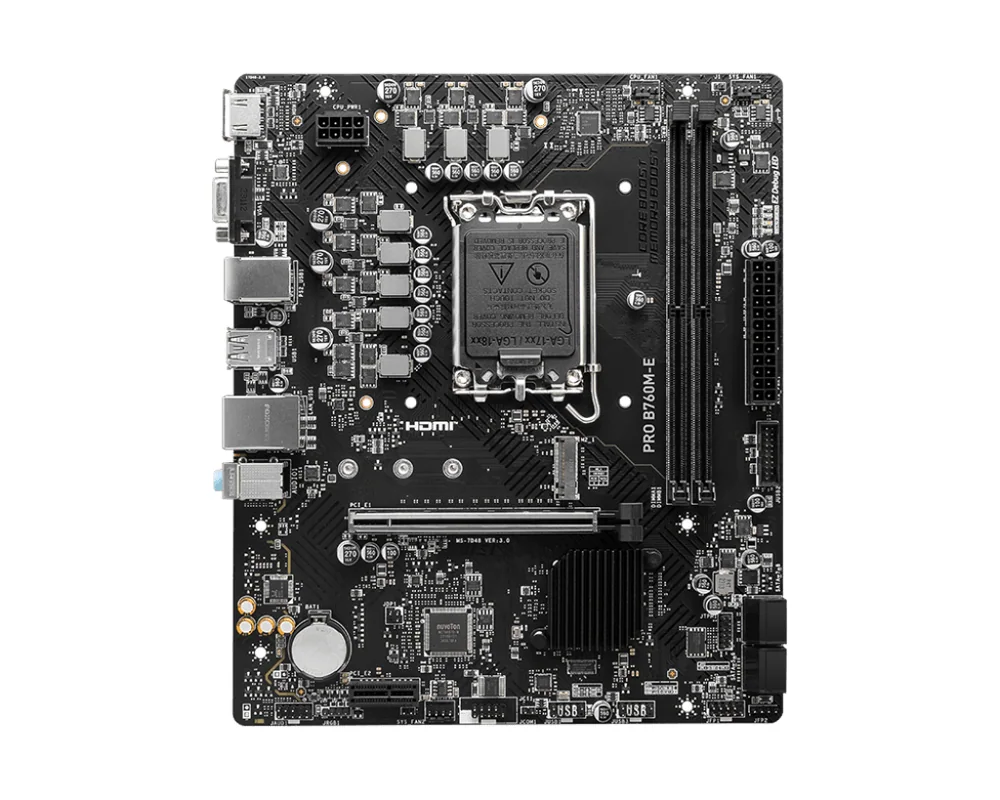Материнская плата MSI PRO B760M-E LGA1700 2xDDR5 4xSATA3 M.2 VGA HDMI mATX