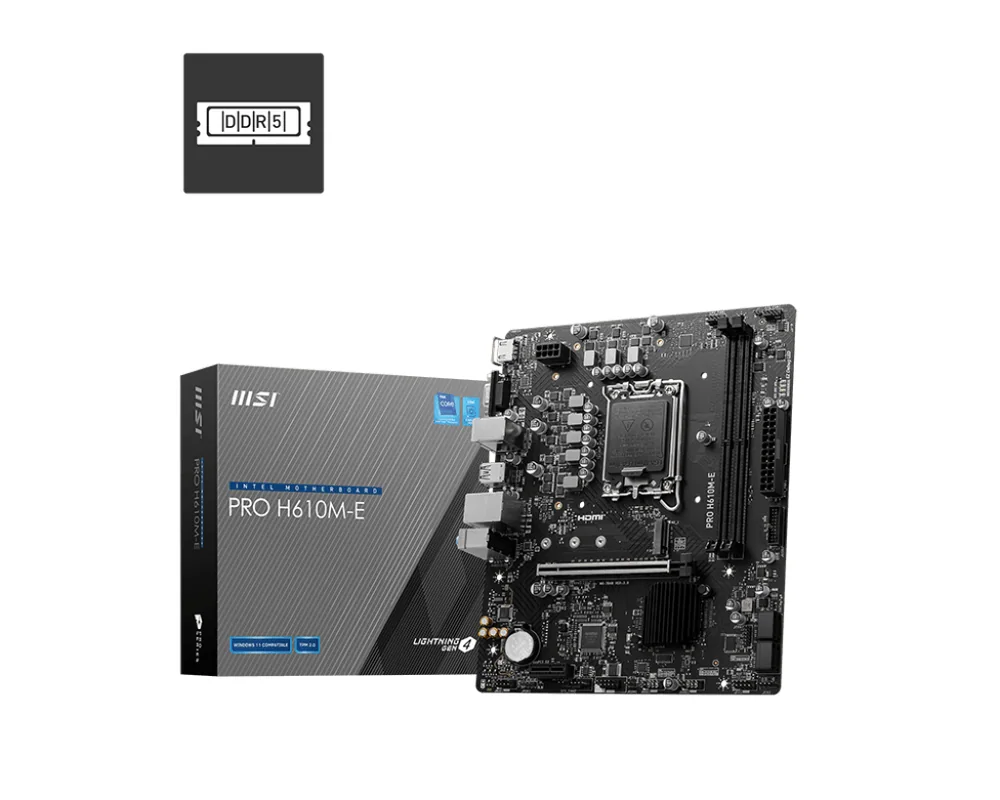 Материнская плата MSI PRO H610M-E LGA1700 H610 2xDDR5 4xSATA3 M.2 VGA HDMI mATX