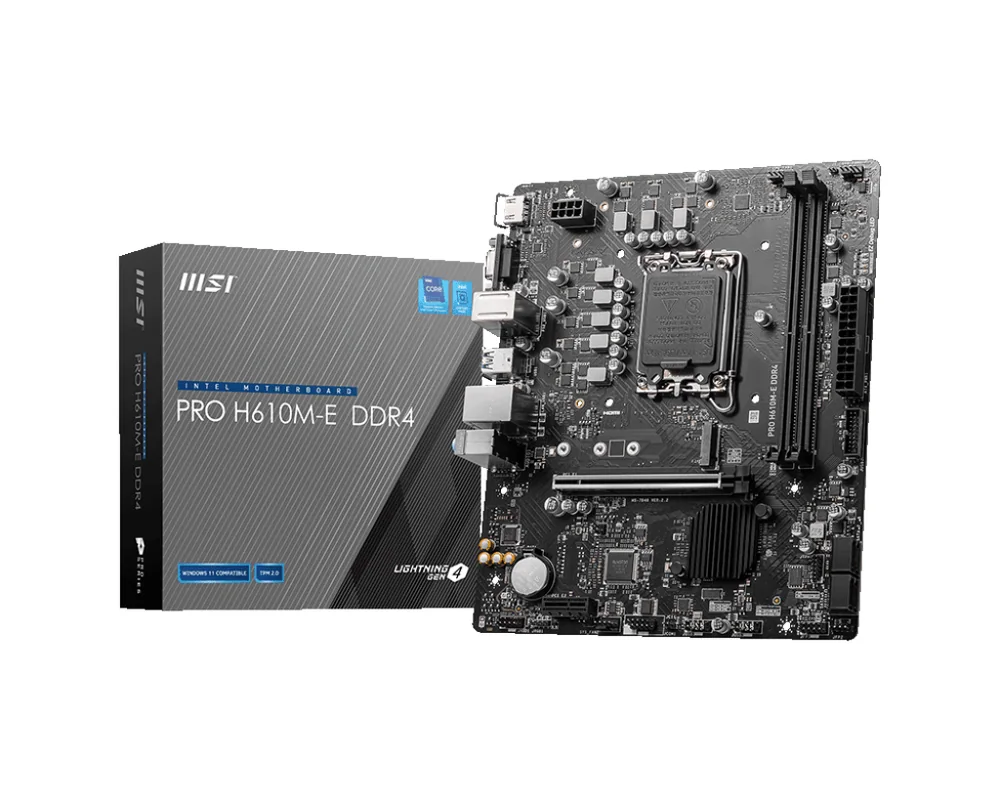 Материнская плата MSI PRO H610M-E DDR4 LGA1700 H610 2xDDR4 4xSATA3 M.2 VGA HDMI mATX