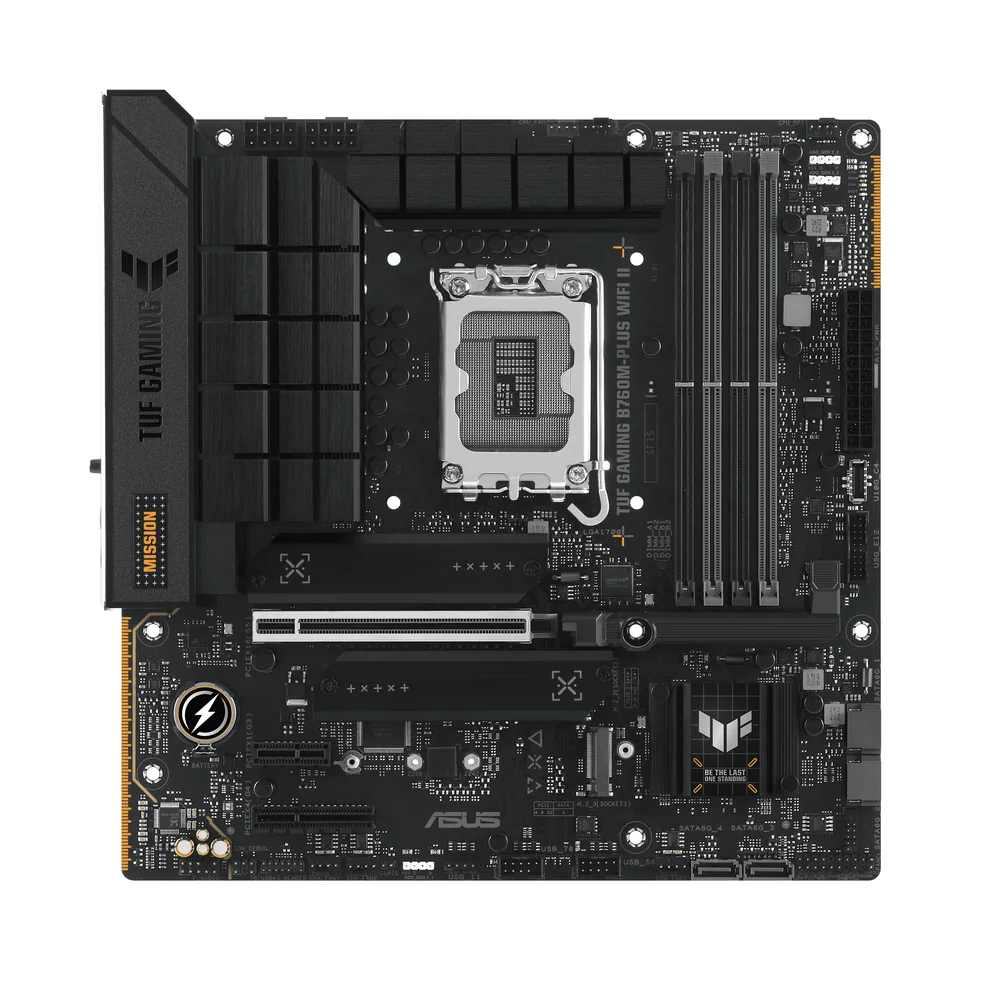 Материнская плата ASUS TUF GAMING B760M-PLUS WIFI II, LGA1700 4xDDR5 4xSATA3 3xM.2 RAID HDMI DP mATX