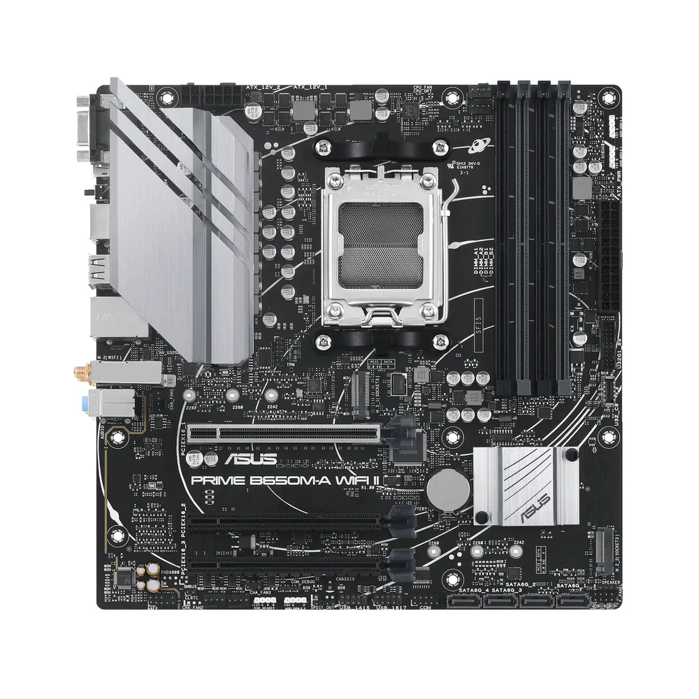 Материнская плата ASUS PRIME B650M-A WIFI II AM5 4xDDR5 4xSATA3 RAID 2xM.2 VGA HDMI DP mATX
