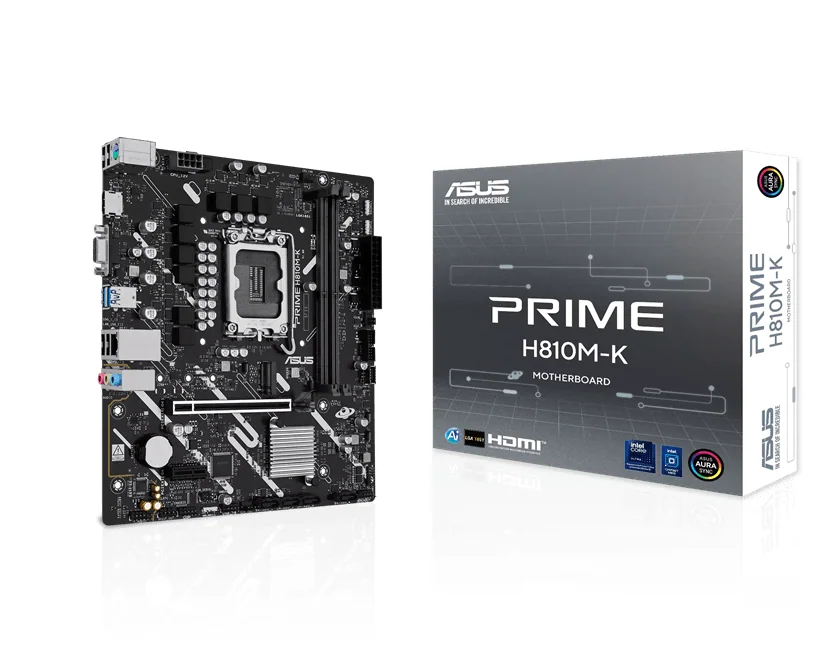 Материнская плата ASUS PRIME H810M-K, LGA1851 H810 2xDDR5 4xSATA 1xM.2 1xPCIe 4.0 HDMI D-Sub mATX